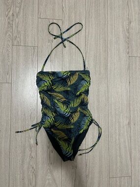 Victoria's Secret Green & Blue Tropical Leaf One-Piece Swimsuit